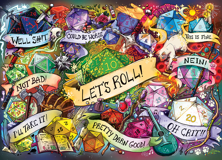 cobble-hill-500-teile-let-s-roll-puzzle-w-rfel-fantasy-d20 image 2