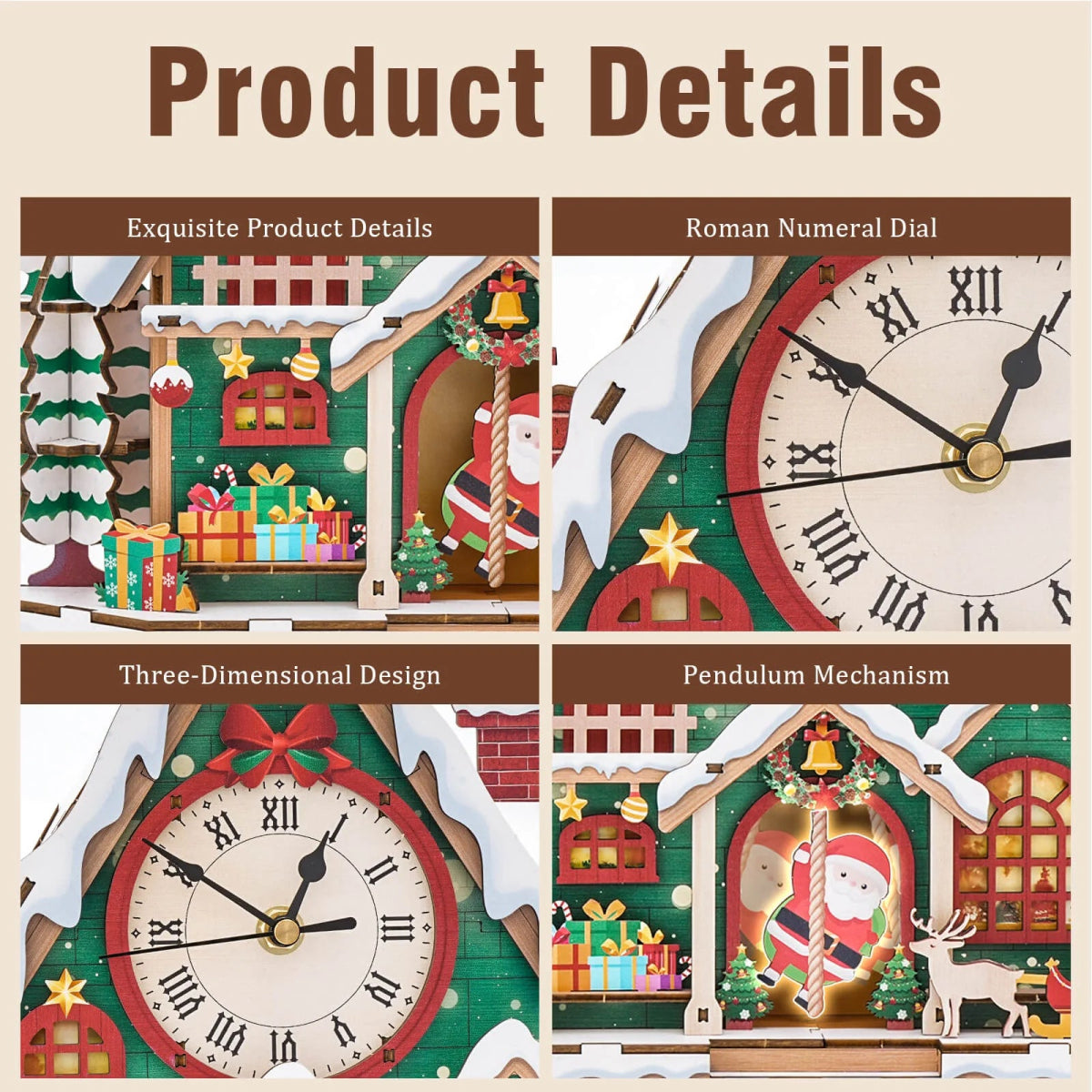 kaayee-clock-kit-snowy-christmas-house-holzuhr-bausatz-weihnachten image 6