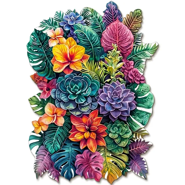 kaayee-wooden-puzzle-large-leafed-plant-holzpuzzle-medium-tropisch image 1