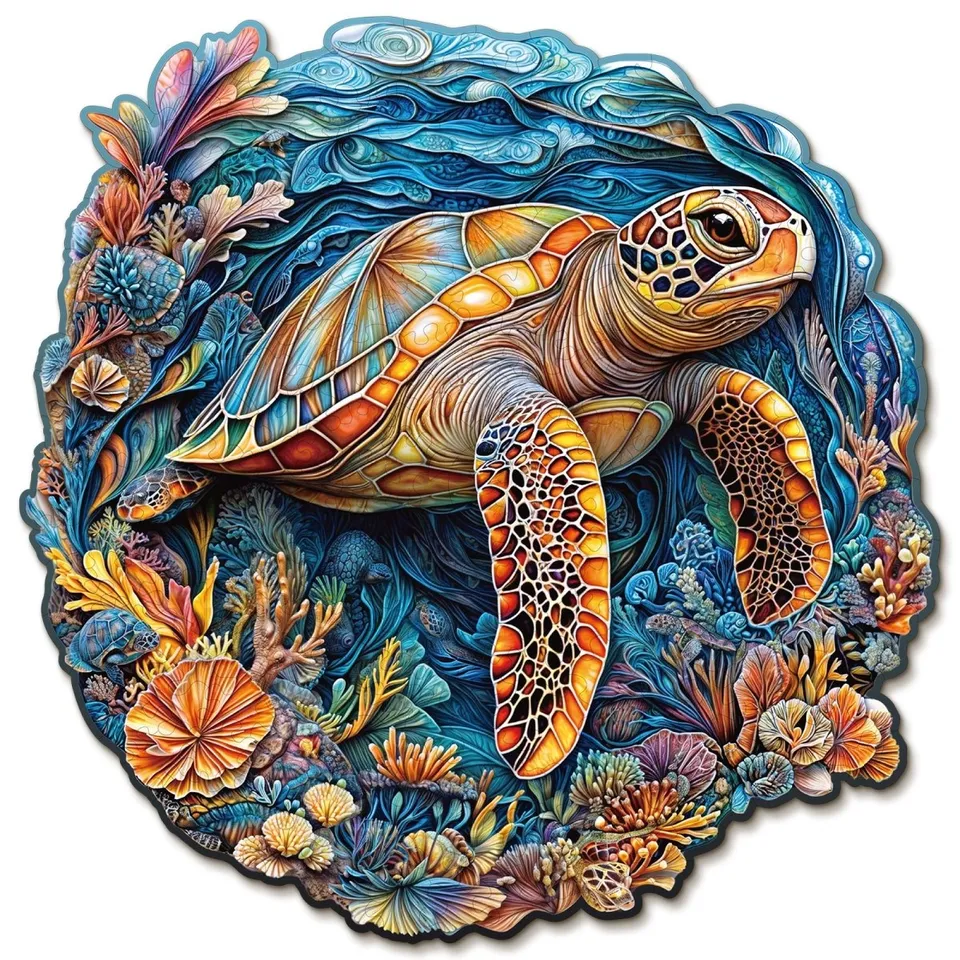 kaayee-wooden-puzzle-brave-sea-turtle-holzpuzzle-medium-schildkr-te image 1