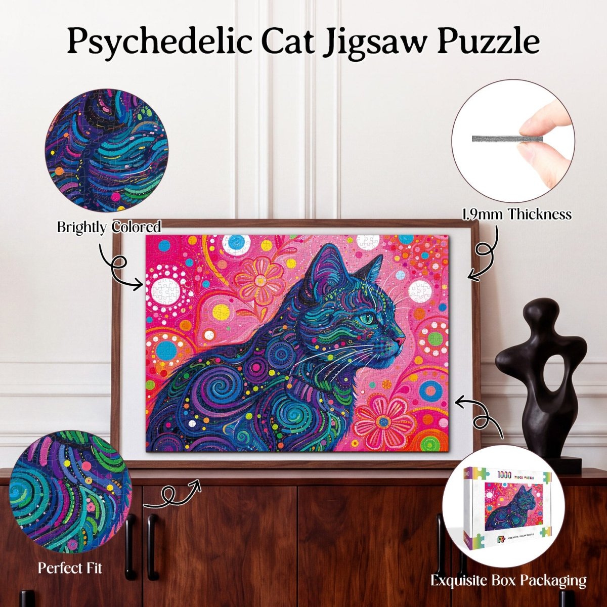 kaayee-cardboard-puzzle-psychedelic-cat-1000-teile image 3