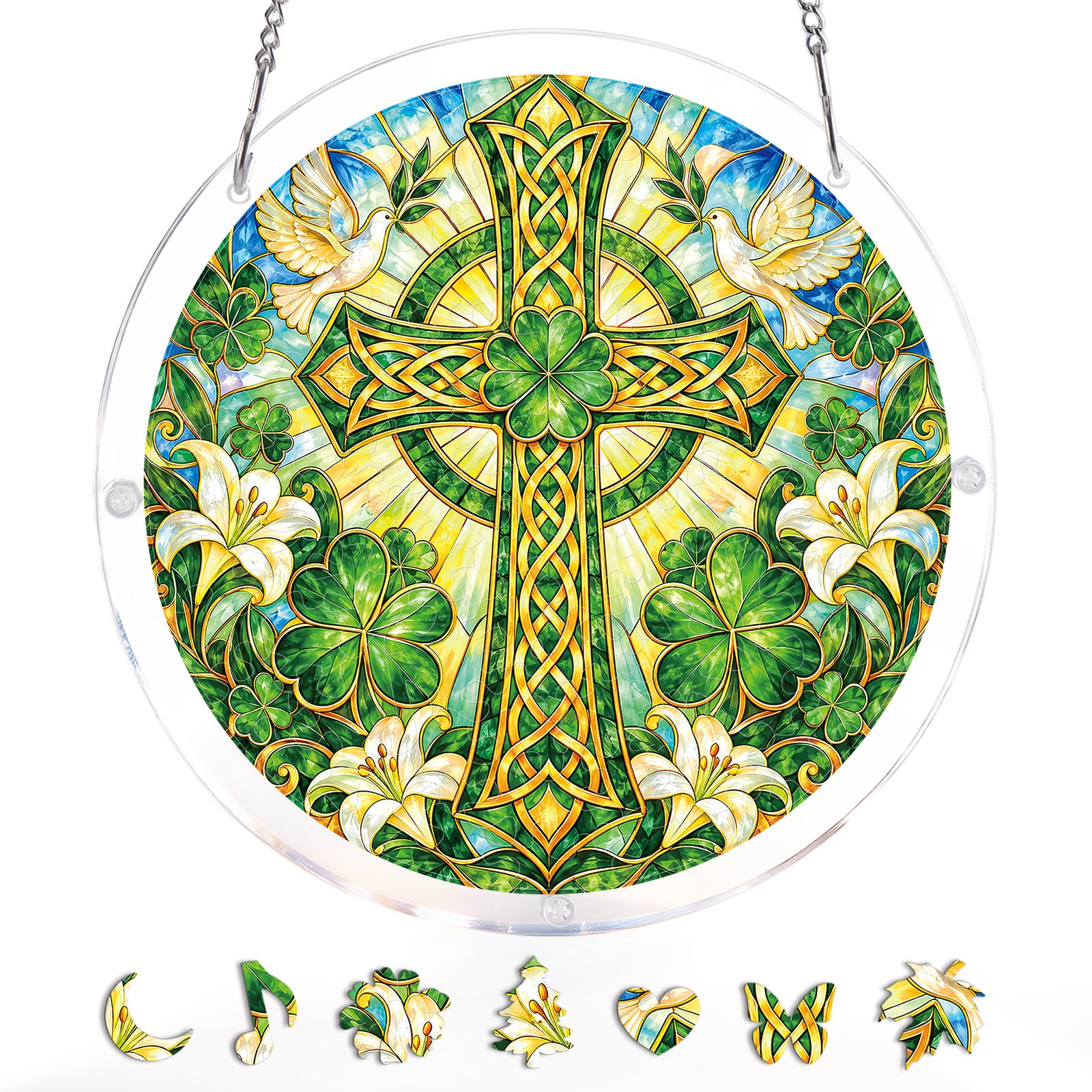 kaayee-suncatcher-puzzle-emerald-cross-fensterbild-medium image 3