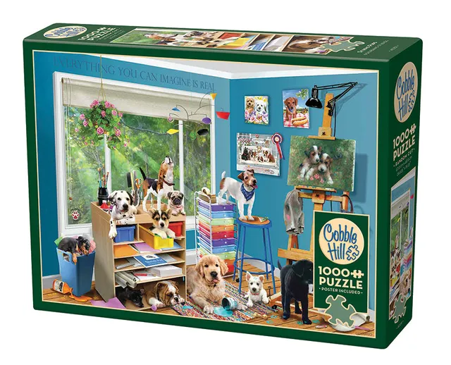 cobble-hill-studio-pups-1000-teile-puzzle-welpen-atelier image 1