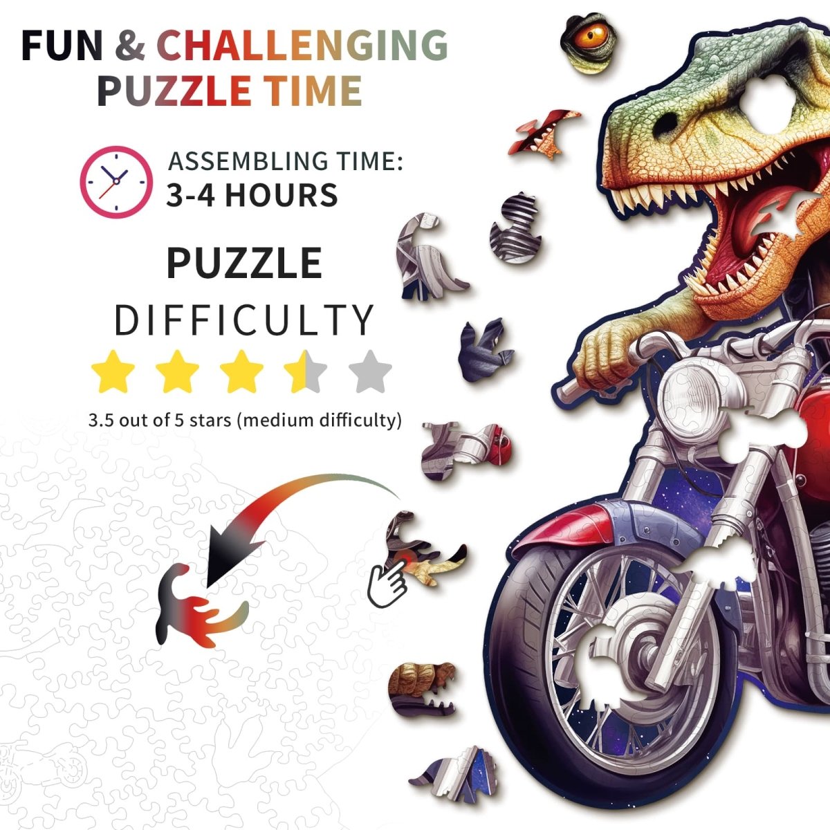kaayee-wooden-raptor-riders-holzpuzzle-medium-dino image 4