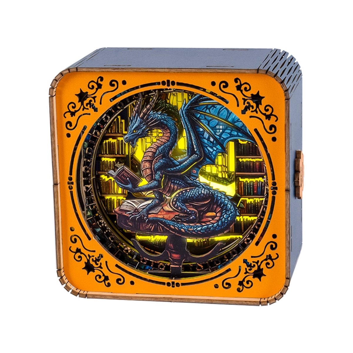 kaayee-night-light-library-dragon-3d-holzpuzzle-nachtlicht-only image 1