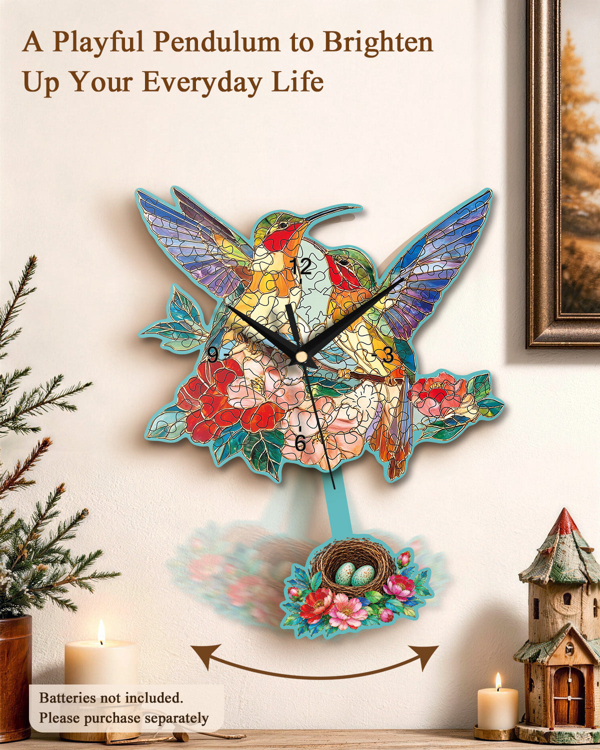 kaayee-clock-kit-kolibri-garten-holzuhr-pendel image 6