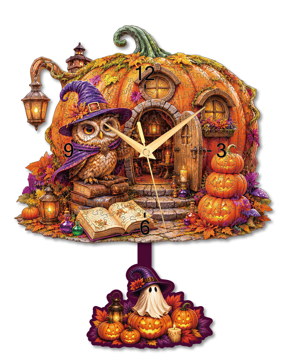 kaayee-clock-kit-enchanted-pumpkin-cottage-puzzle-uhr-holz image 1
