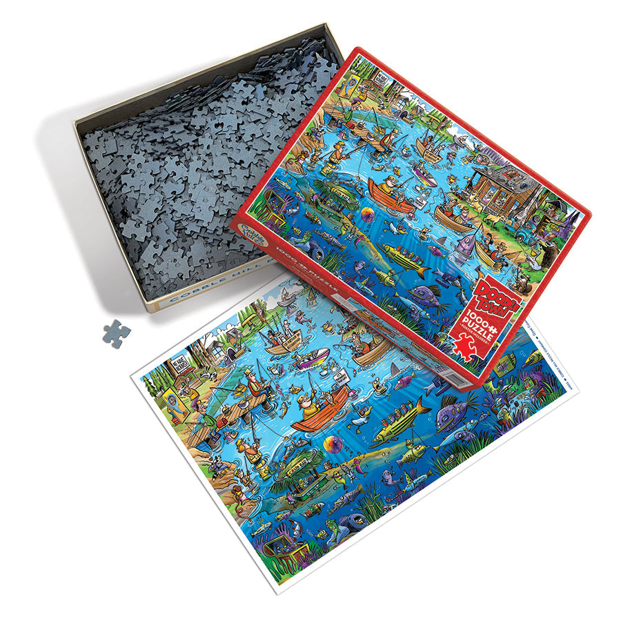cobble-hill-doodletown-gone-fishing-puzzle-1000-teile-cartoon image 3
