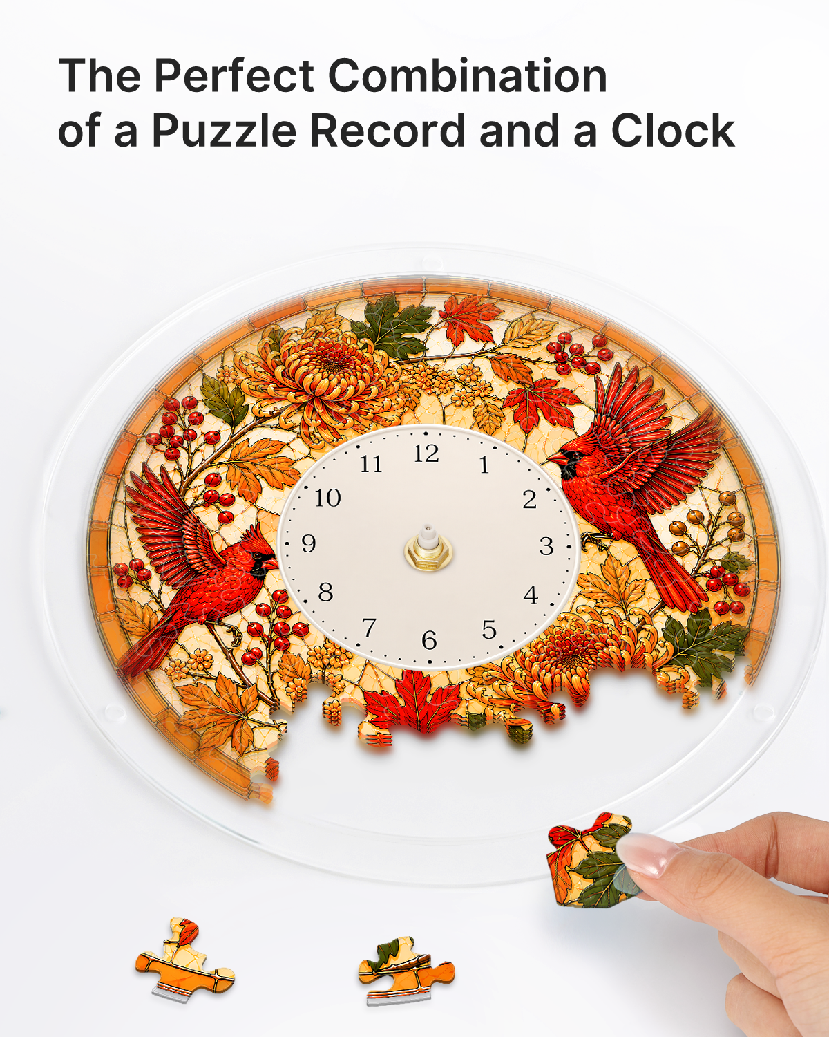 kaayee-clock-kit-autumn-melody-cardinal-acryl-puzzle-uhr-regular image 2