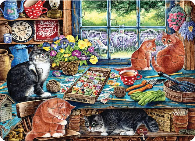 cobble-hill-tray-puzzles-garden-shed-cats-puzzle-35-teile image 1