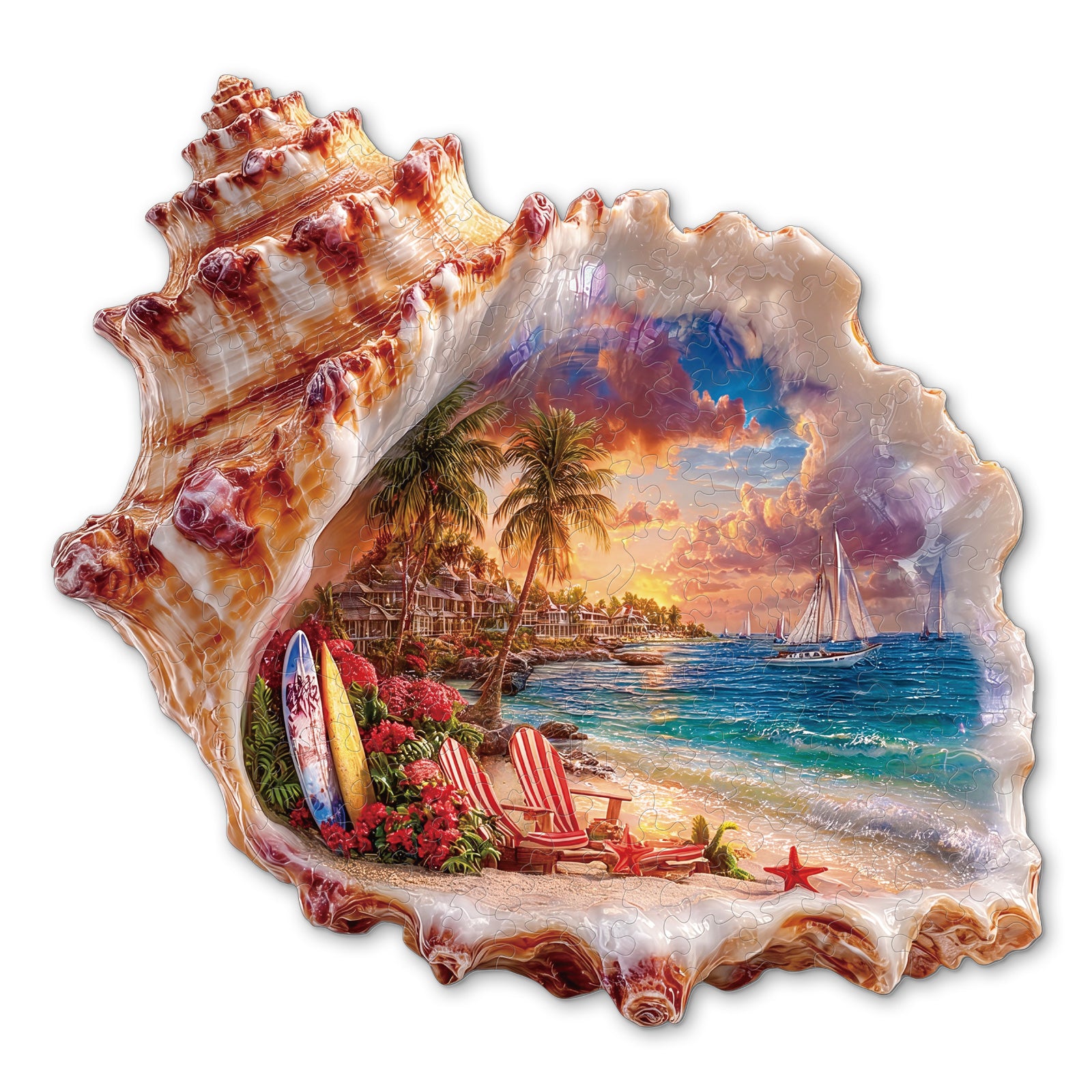 kaayee-shell-coast-dream-holzpuzzle-medium-muschel-strand image 1