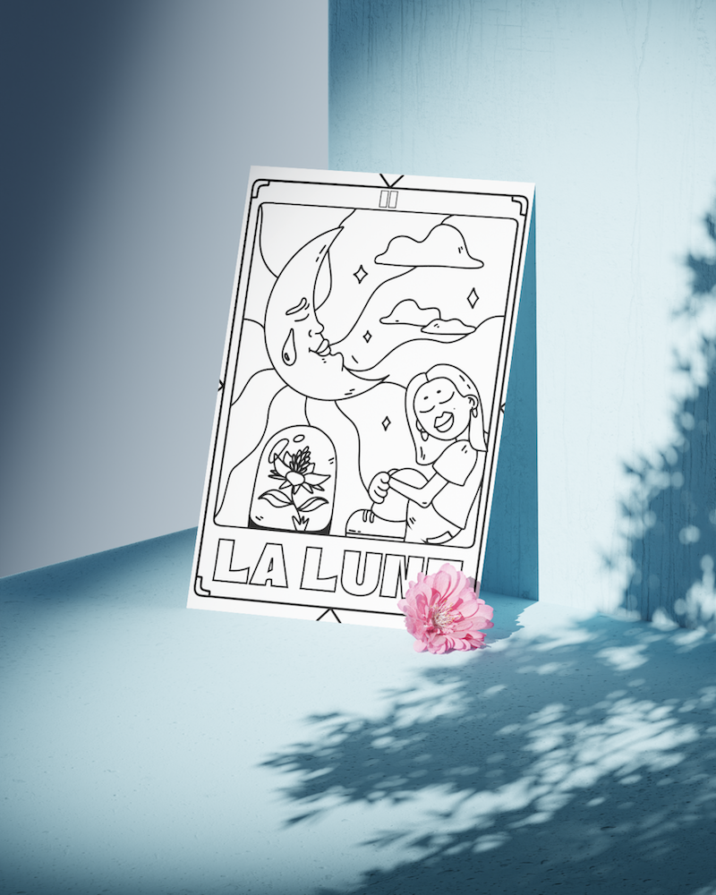 lundi-en-huit-cartes-colorier-tarot-ausmalkarten-4er-set-postkarte image 3