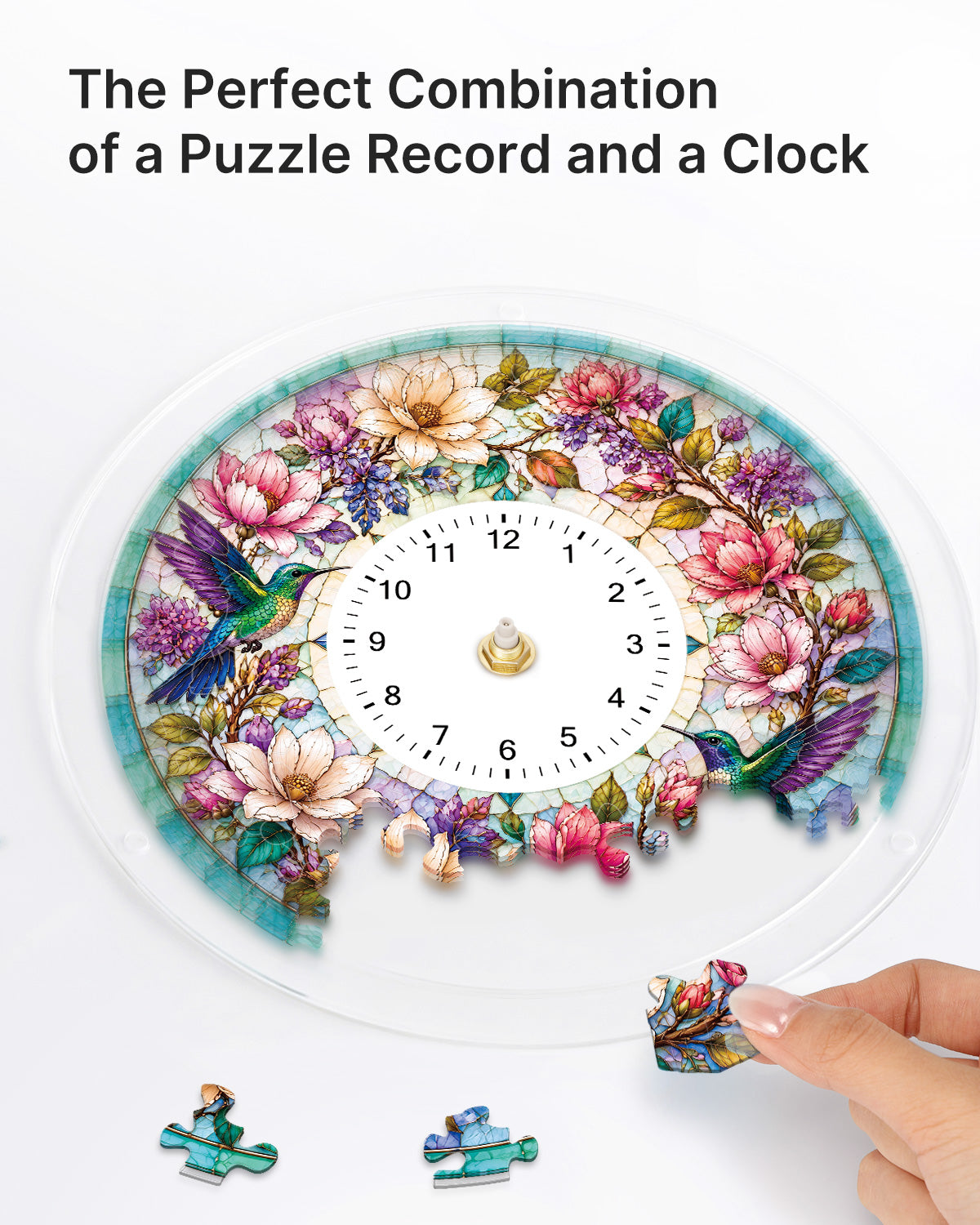 kaayee-hummingbird-garden-acryl-puzzle-uhr-regular-size image 2