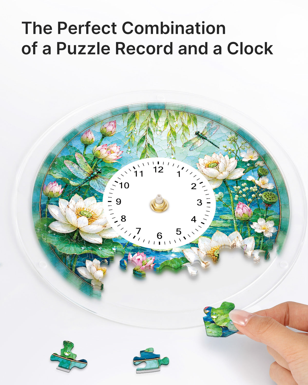 kaayee-lotus-pond-serenity-puzzle-uhr-acryl-regular-size image 2