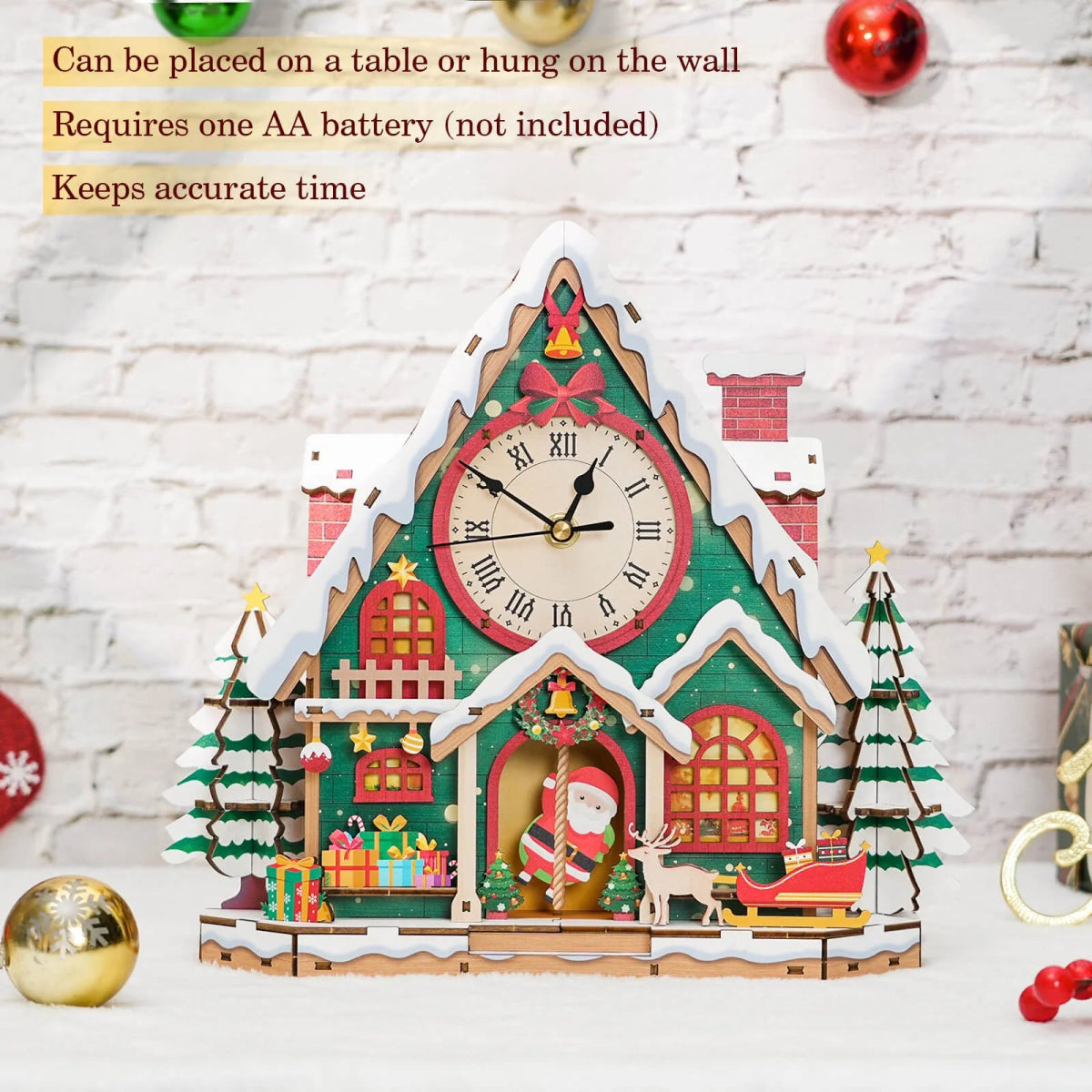 kaayee-clock-kit-snowy-christmas-house-holzuhr-bausatz-weihnachten image 3
