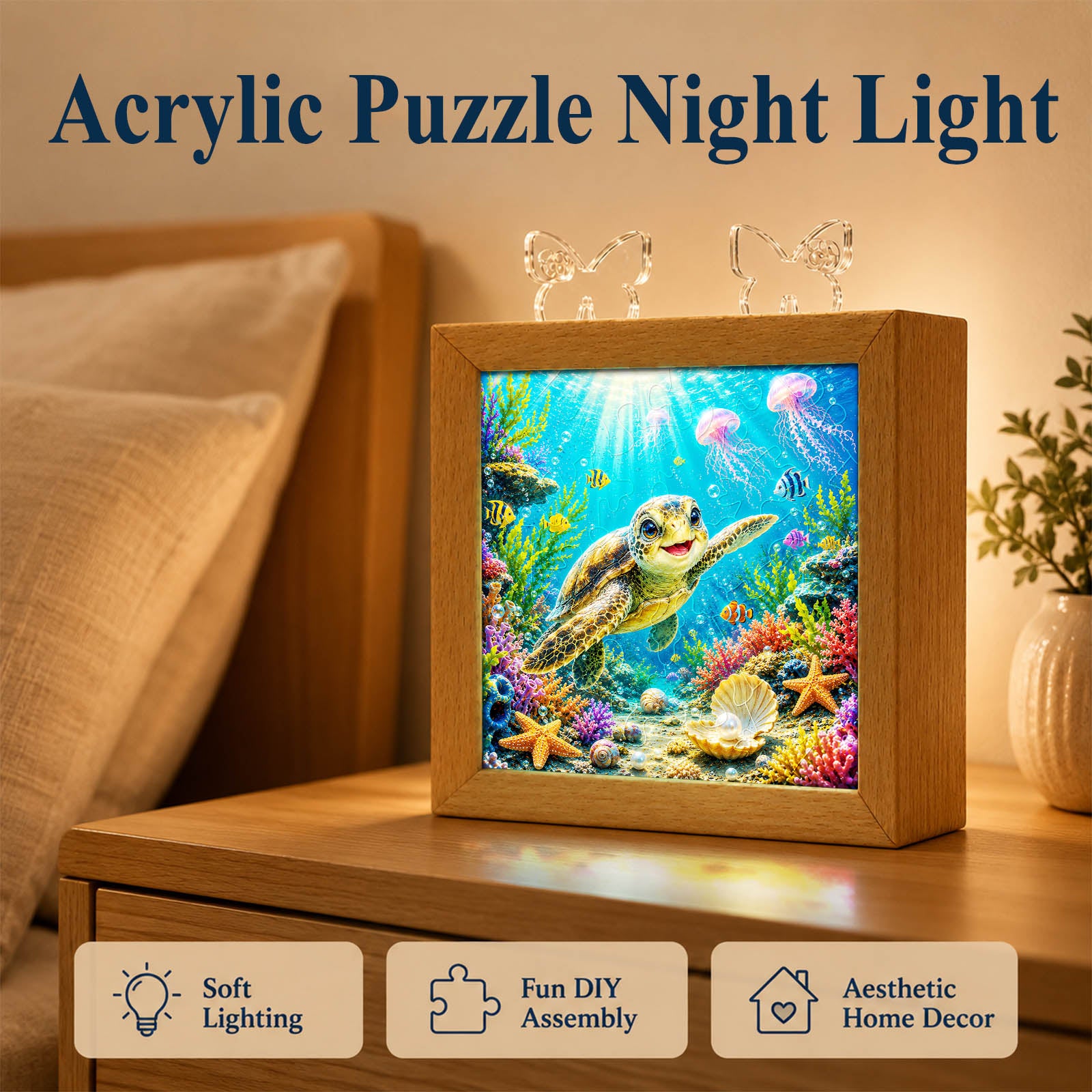 kaayee-night-light-coral-sea-turtle-holzrahmen-led image 6