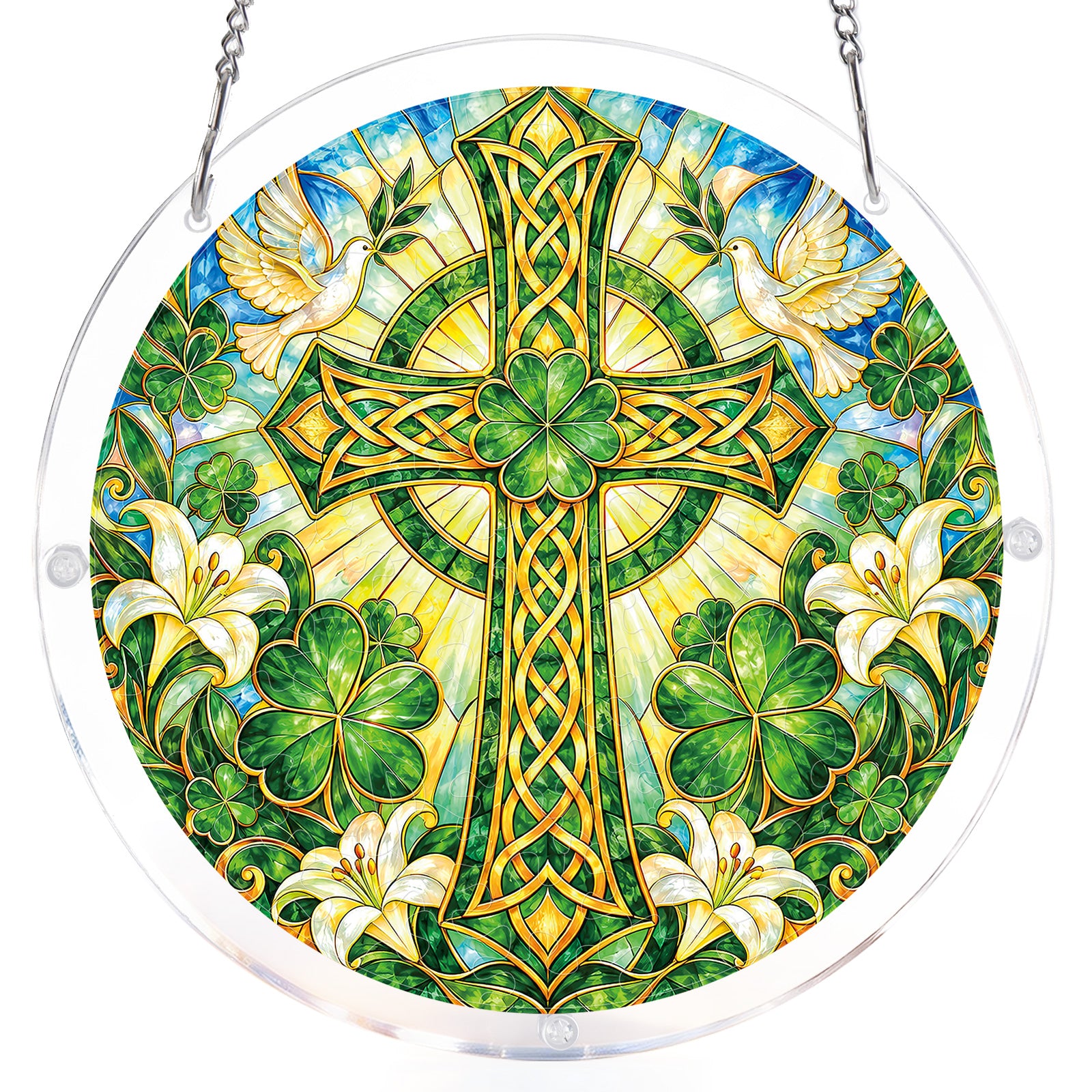 kaayee-suncatcher-puzzle-emerald-cross-fensterbild-medium image 1
