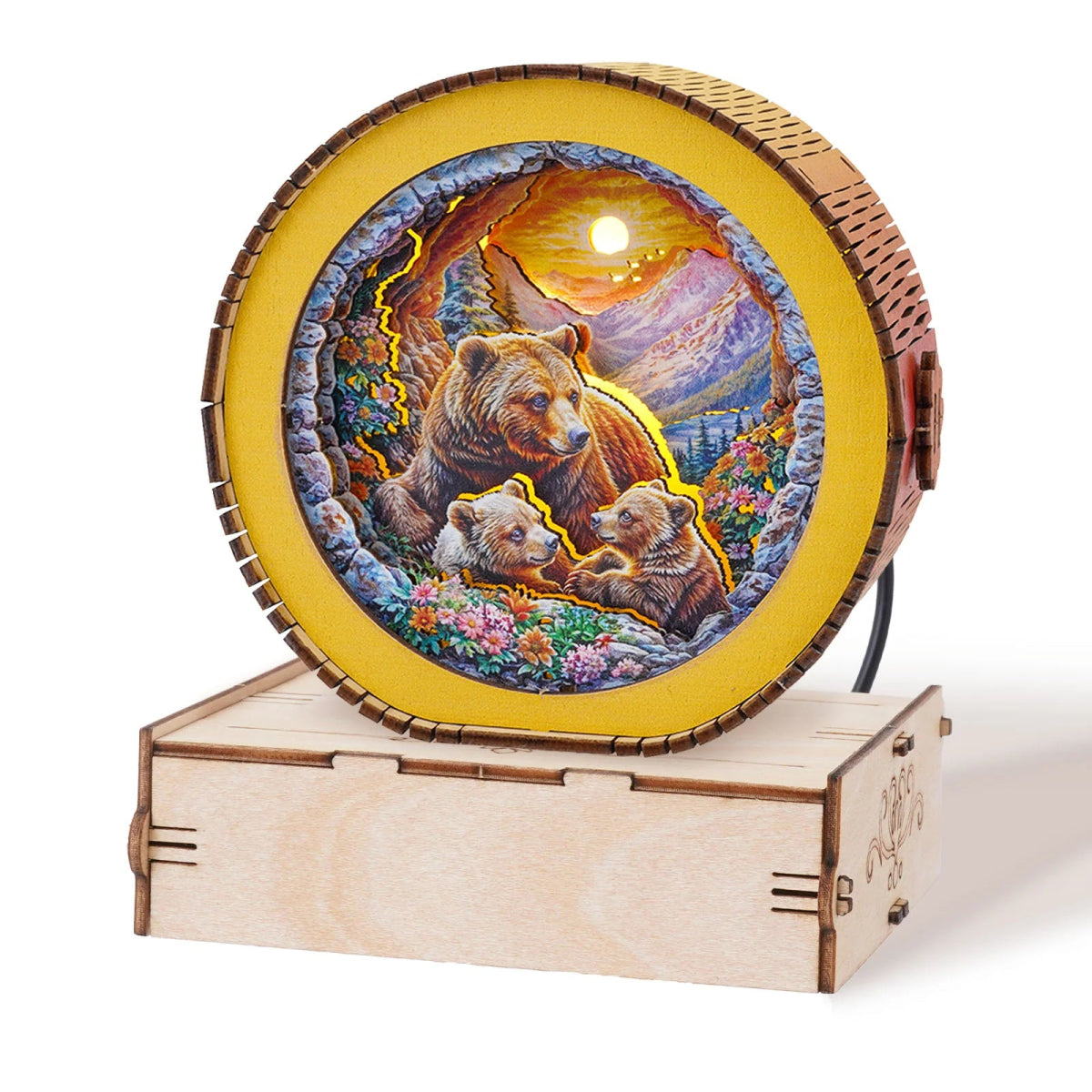 kaayee-brown-bear-family-holz-nachtleuchte-night-light-only image 4