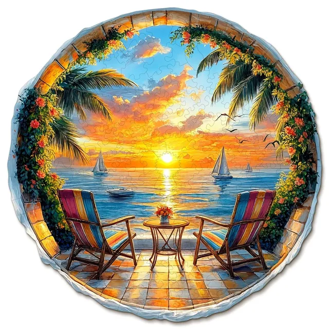 kaayee-ocean-sunset-holzpuzzle-rund-medium-ozean image 1
