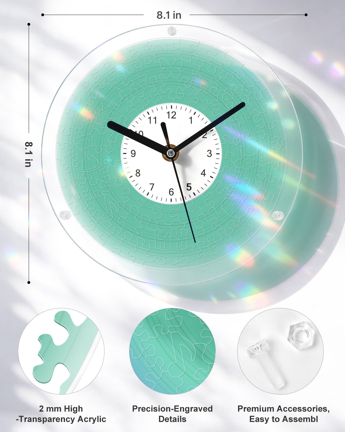 kaayee-clock-fresh-green-puzzle-wanduhr-acryl-regular-gr-n image 3