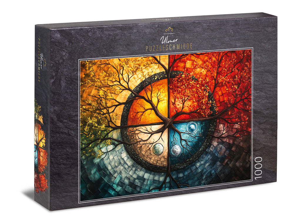ulmer-puzzleschmiede-puzzle-1000-teile-jahreszeiten-baum-rund image 1