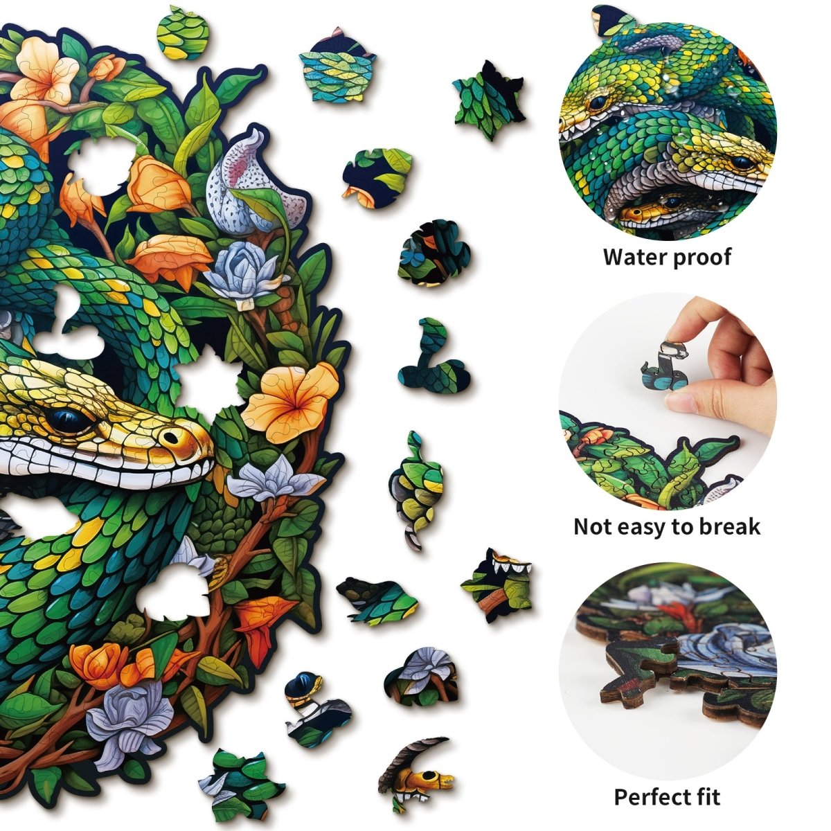 kaayee-wooden-puzzle-snake-family-holzpuzzle-medium-gr-n image 2