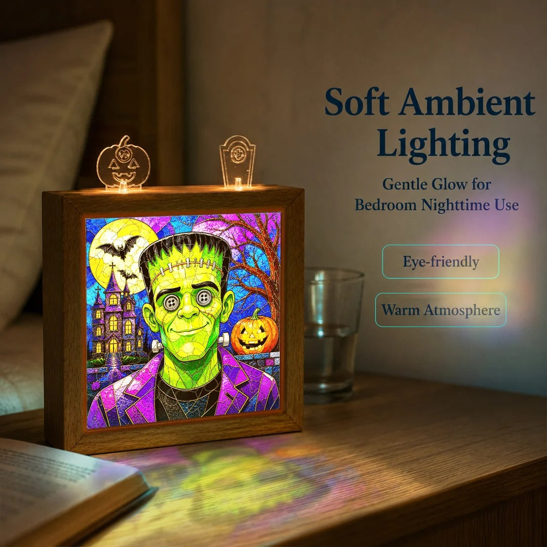 kaayee-frankenstein-acryl-puzzle-nachtlicht-holzrahmen-halloween image 6