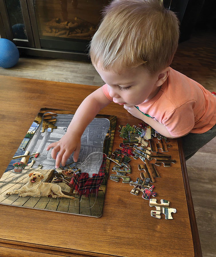 cobble-hill-tray-puzzle-lake-cabin-labrador-35-teile-hund image 2
