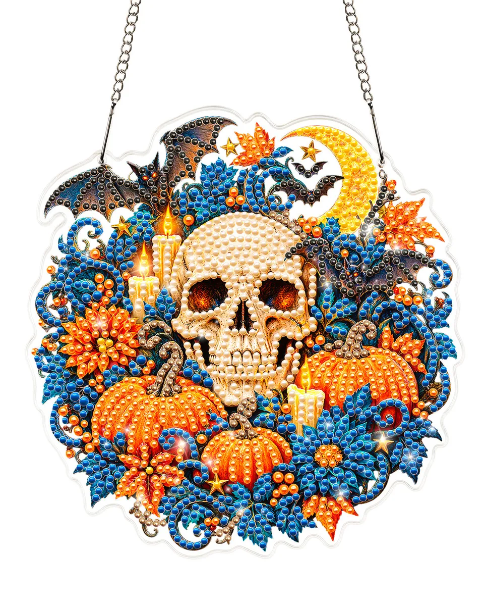 kaayee-suncatcher-halloween-skull-pumpkin-suncatcher-bastelset-20-cm image 1
