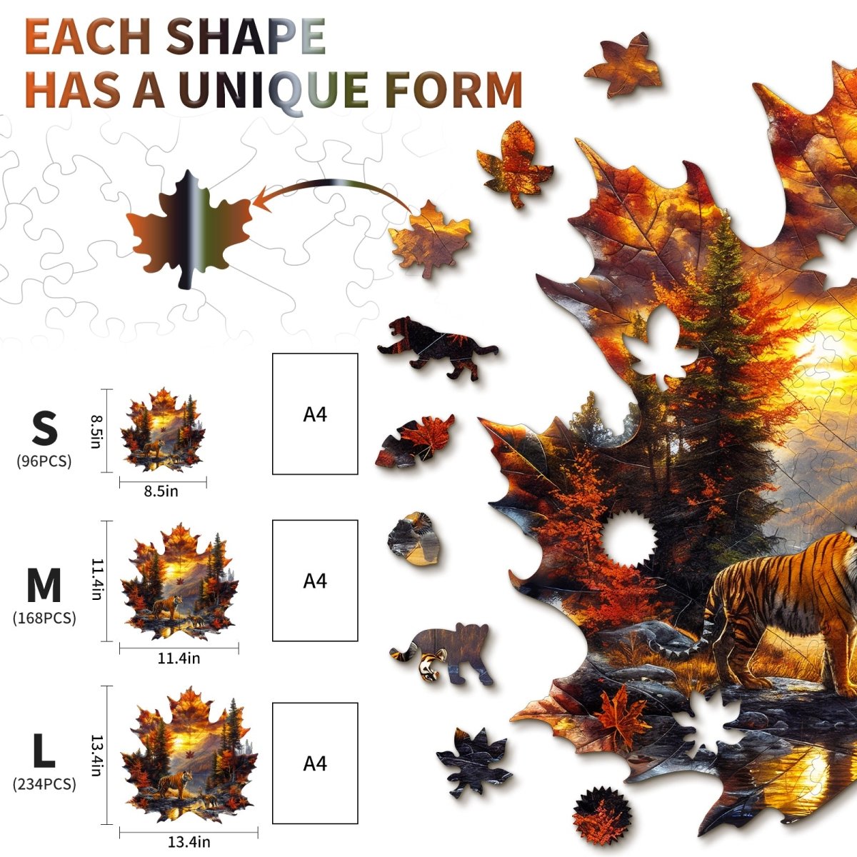 kaayee-wooden-puzzle-maple-leaf-tiger-holzpuzzle-m-herbst image 5