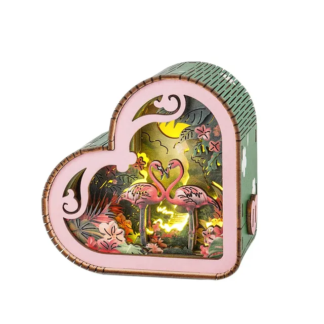 kaayee-fantasy-flamingo-night-light-3d-holzbausatz-herz image 1