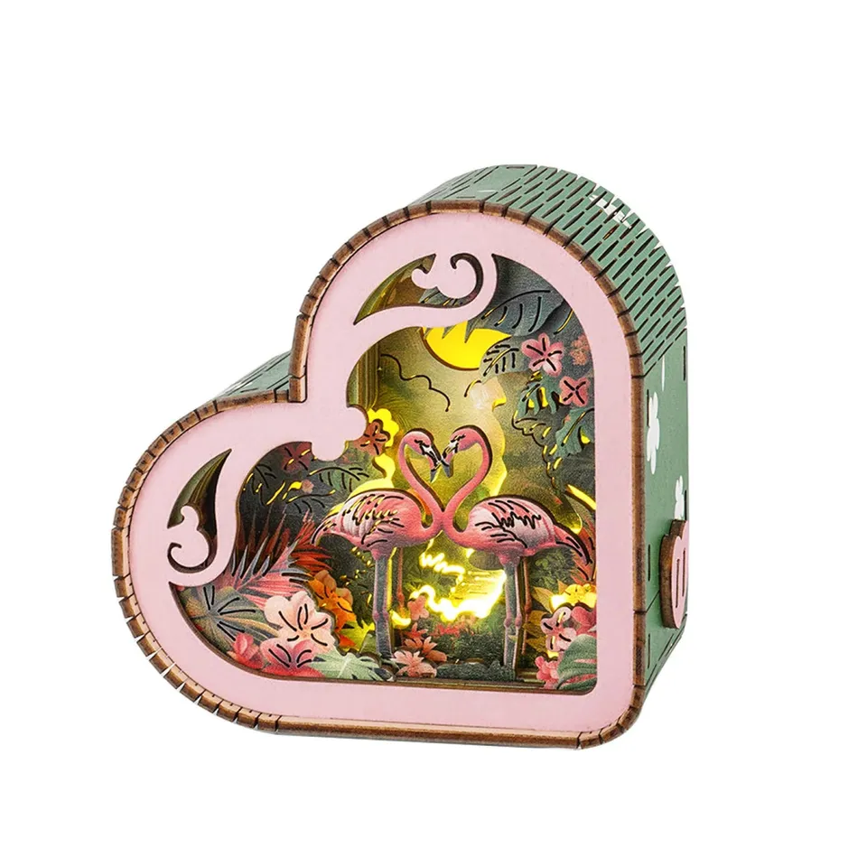 kaayee-fantasy-flamingo-night-light-3d-holzbausatz-herz image 1