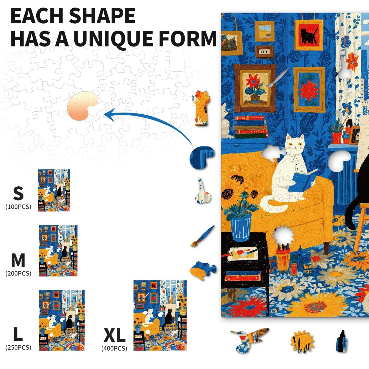 kaayee-wooden-puzzle-cats-art-studio-holzpuzzle-small image 3