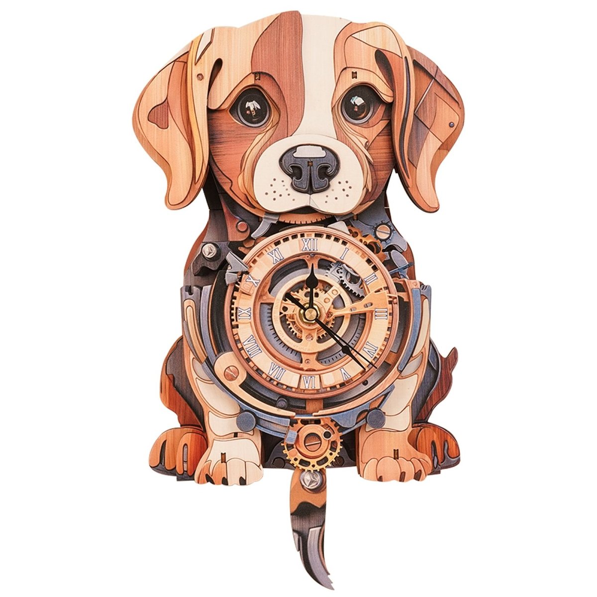 kaayee-beagle-wooden-clock-kit-uhren-bausatz-holz-hund image 1