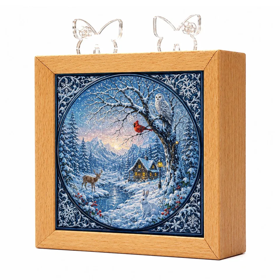 kaayee-winter-serenity-night-light-holzrahmen-acryl-winter image 1