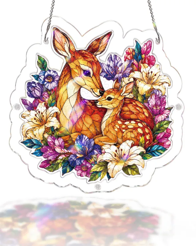 kaayee-suncatcher-puzzle-deer-in-bloom-fensterbild-hirsch image 1