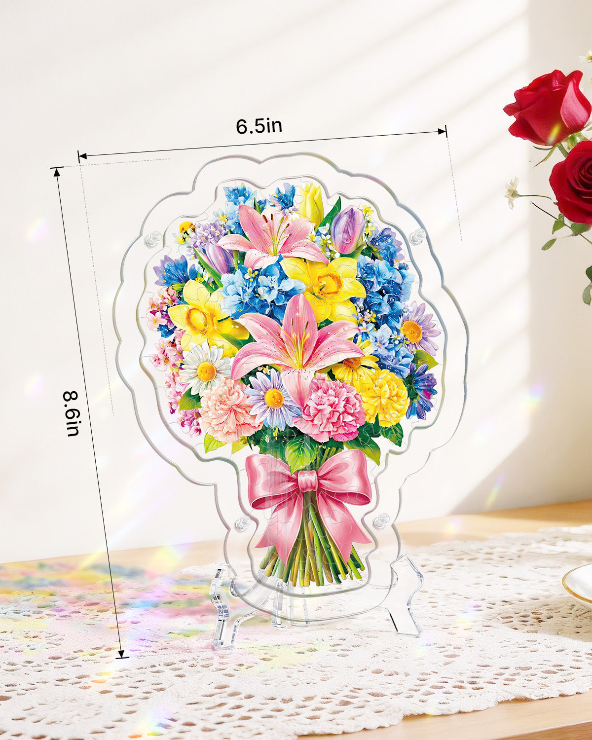 kaayee-pink-lily-daffodil-suncatcher-tischbild-blumen-acryl image 4