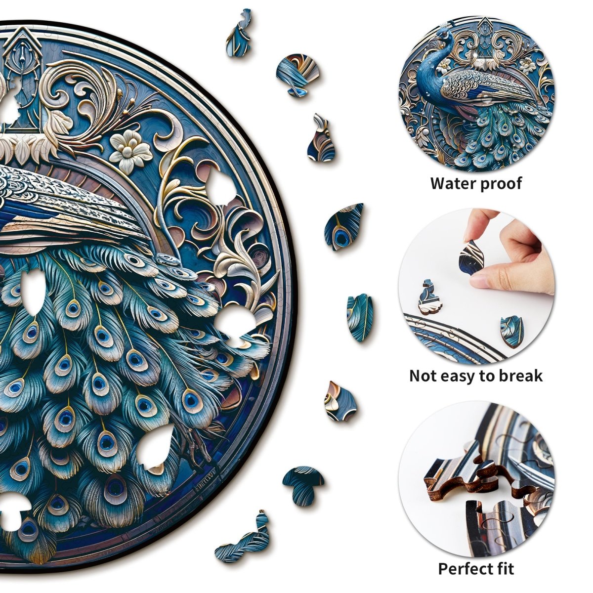 kaayee-wooden-puzzle-retro-beautiful-peacock-holzpuzzle-pfau image 2