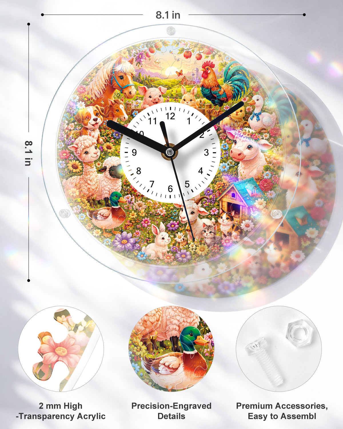 kaayee-farmyard-friends-puzzle-uhr-regular-size-acryl image 3
