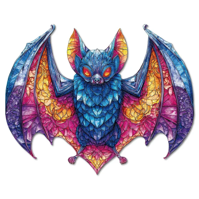 kaayee-prismatic-bat-holzpuzzle-small-fledermaus-bunt image 1