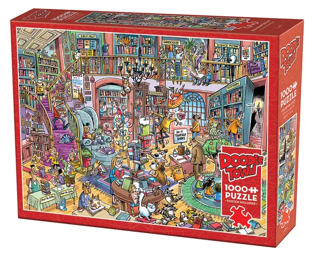 cobble-hill-1000-piece-puzzle-bookshop-bedlam-1000-teile-buchladen image 1
