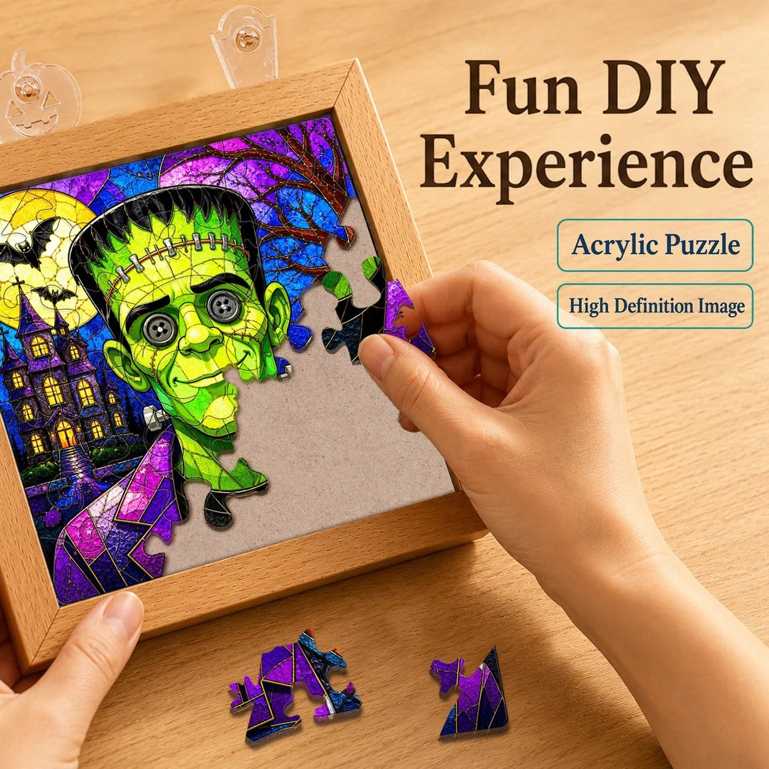 kaayee-frankenstein-acryl-puzzle-nachtlicht-holzrahmen-halloween image 2