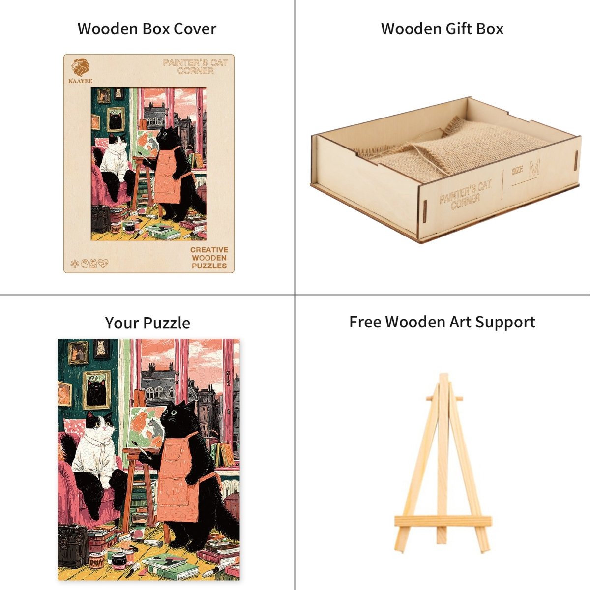 kaayee-painter-s-cat-corner-holzpuzzle-medium-katzenmotiv image 4