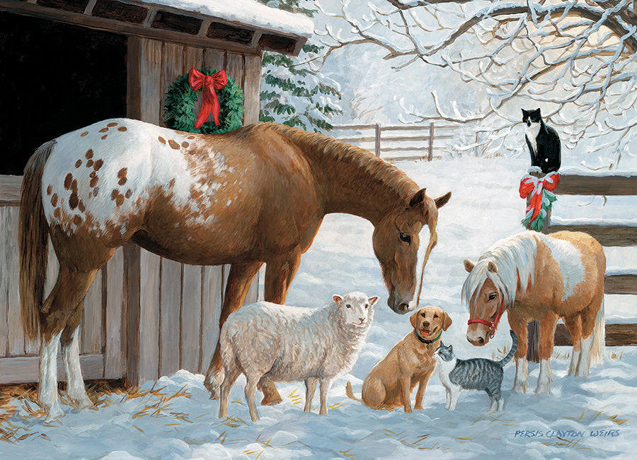 cobble-hill-family-pieces-350-winter-barnyard-puzzle-bauernhof-winter image 2