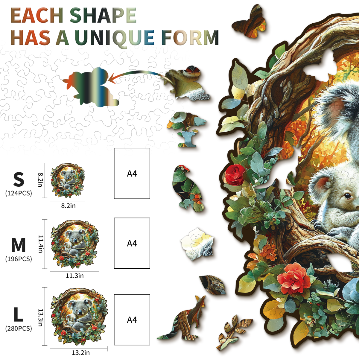 kaayee-koala-mutter-kind-holzpuzzle-medium-tiermotiv image 4