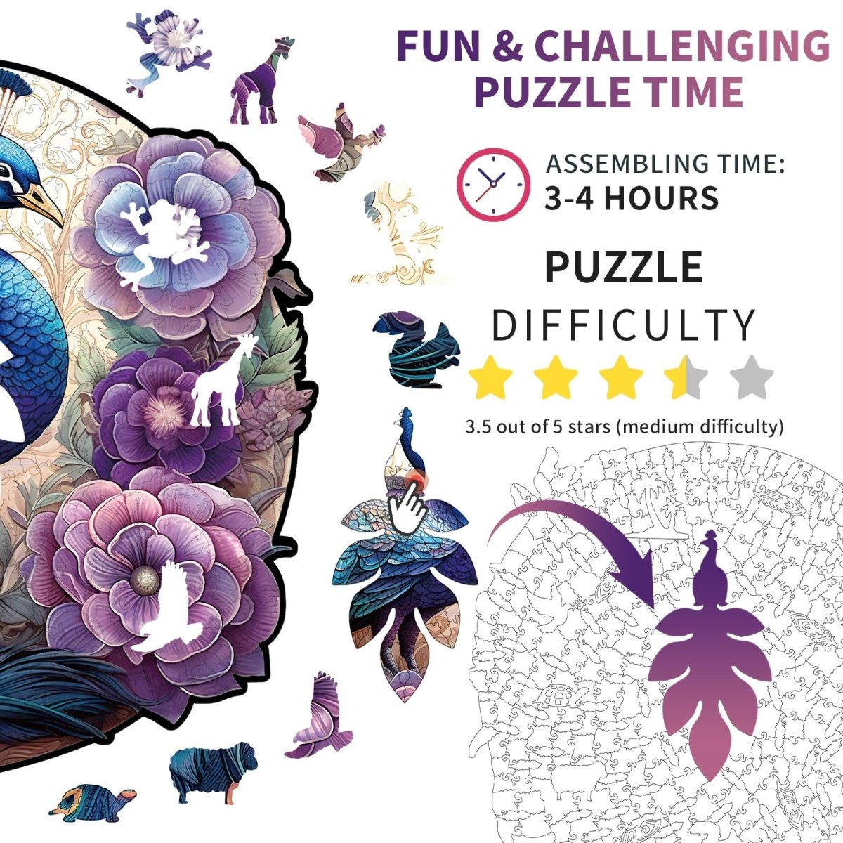 kaayee-wooden-puzzle-pfau-holzpuzzle-medium image 3
