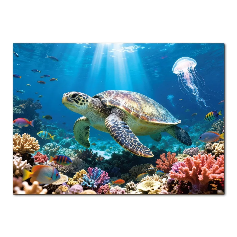 kaayee-cardboard-sea-turtle-of-light-puzzle-1000-teile-meer image 1