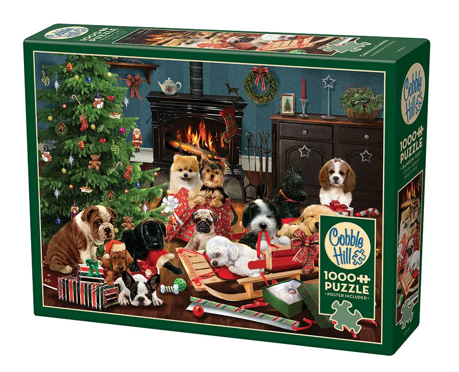 cobble-hill-1000-piece-christmas-puppies-puzzle-1000-teile-hunde image 1