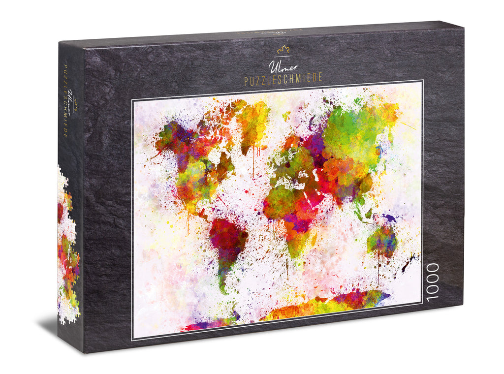 ulmer-puzzleschmiede-mundo-colorido-1000-teile-puzzle-weltkarte image 1