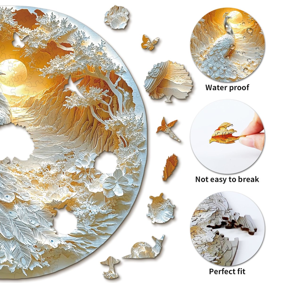 kaayee-wooden-puzzle-beautiful-peacock-holzpuzzle-medium-pfau image 2